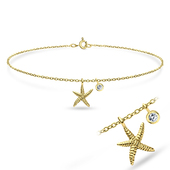 Starfish CZ Gold Plate Silver Anklet ANK-594-GP